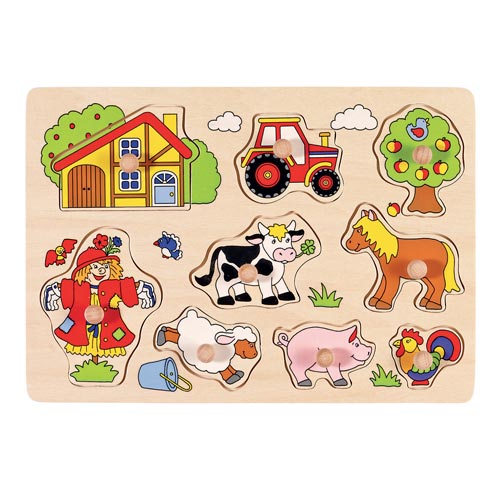 [TPC57550] PUZZLE LEGNO C/POMELLI CM.30X21 - FATTORIA (10 pz.)