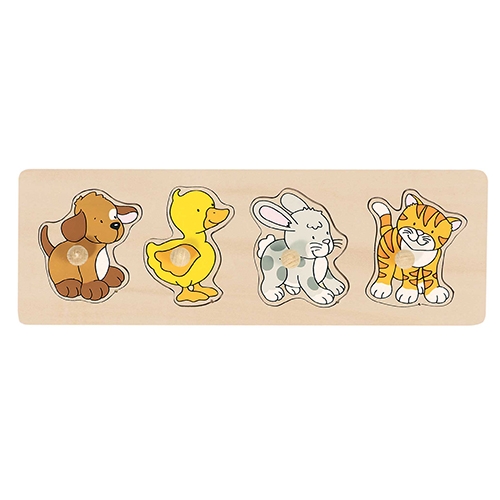 [TPC57866] PUZZLE LEGNO C/POMELLI CM.30X10 - CANE, ANATRA… (4 PZ.)