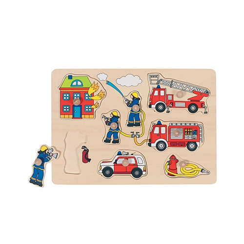 [TPC57907] PUZZLE LEGNO C/POMELLI CM.30X21 - POMPIERI (8 PZ.)