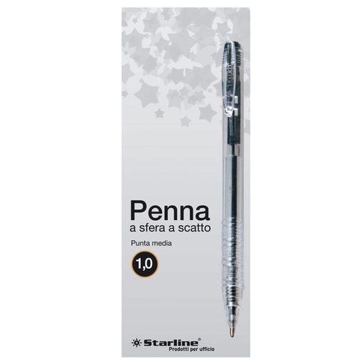 [DSTL1005] SCATOLA 20 PENNE SFERA SCATTO NERO 1.0mm STARLINE