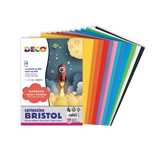 [TPC715-10] CARTONCINI BRISTOL - CONF.10 FOGLI CM.25x35 - ASSORTITI (min.ord.10 o multipli)