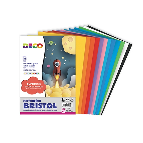 [TPC717-15] CARTONCINI BRISTOL - CONF.15 FOGLI CM.50X70 - ASSORTITI