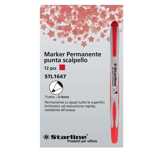 [DSTL1647] Marcatore permanente punta scalpello 2-4mm rosso Starline