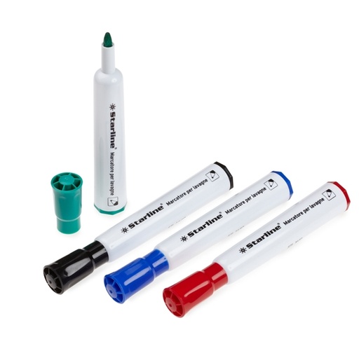 [DSTL1652] Busta 4 marcatori per lavagne punta tonda 2mm colori assortiti Starline