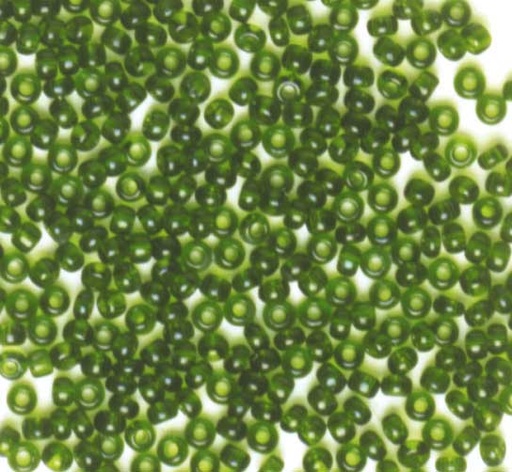 [TPC927-06] PERLINE VETRO TRASPARENTI 10/0 - SCAT. GR. 30 - VERDE MEDIO (min.ord.6 o multipli)