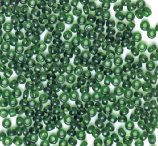 [TPC927-10] PERLINE VETRO TRASPARENTI 10/0 - SCAT. GR. 30 - VERDE BANDIERA (min.ord.6 o multipli)