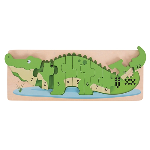 [TPCBJ029] PUZZLE LEGNO COCCODRILLO DEI NUMERI (min.ord.6 o multipli)
