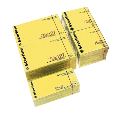 [DSTL2529] BLOCCHETTO BIGLIETTI ADESIVI GIALLO 75X125mm 100fg 70gr Starline