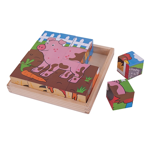 [TPCBJ798] PUZZLE-CUBI IN LEGNO - FATTORIA