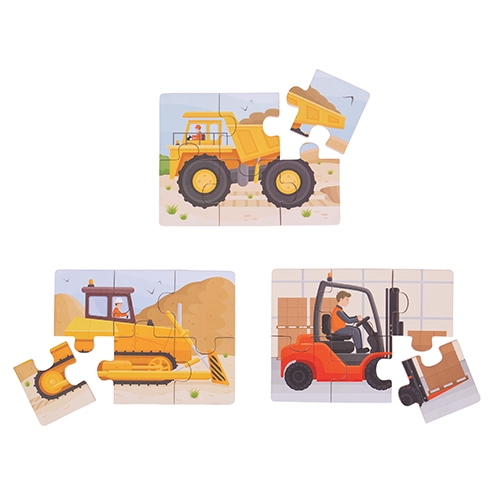 [TPCBJ817] PUZZLE LEGNO MEZZI DI LAVORO - SET PZ. 3