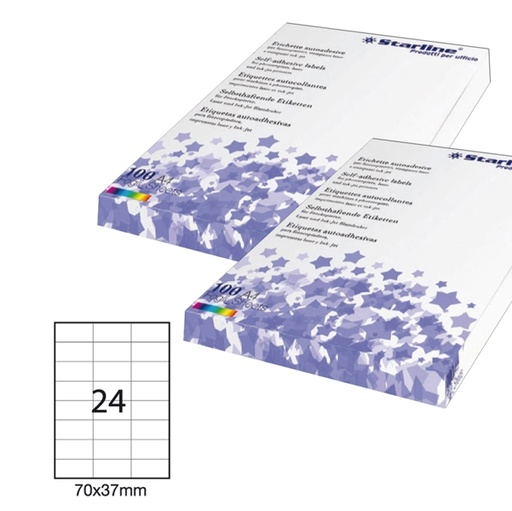 [DSTL3024] Etichetta adesiva bianca 100fg A4 70x37mm (24et/fg) STARLINE