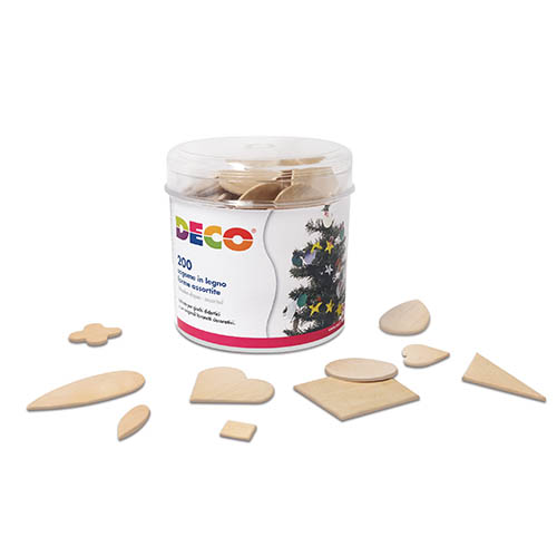 [TPCKD2019] SAGOME LEGNO DA DECORARE - BARATTOLO 200 PZ.