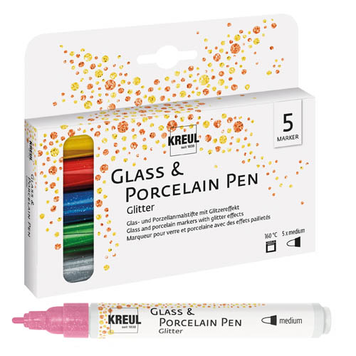 [TPCKL16530] KREUL - GLASS & PORCELAIN PEN - SET 5    GLITTER