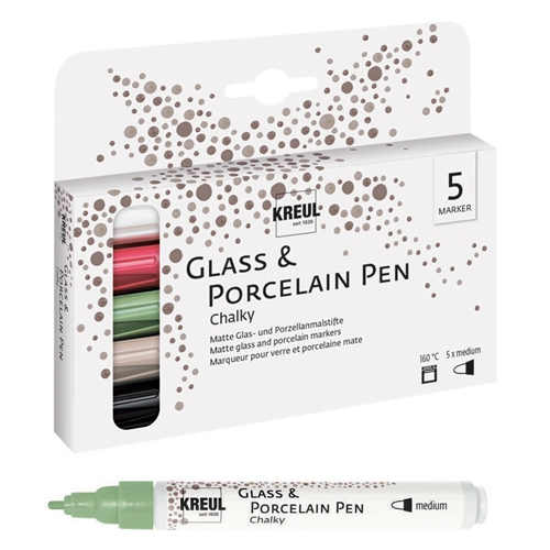 [TPCKL16570] KREUL - SET 5 PENNARELLI VETRO/PORCELLAN EFFETTO GESSO