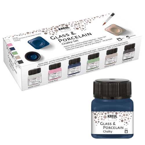 [TPCKL16602] KREUL - GLASS & PORCELAIN 20 ML - SET 6  ASSORTITI CHALKY
