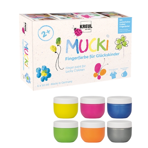 [TPCKL23050] MUCKI - COLORI A DITA PER BAMBINI 50 ML  - SET 6 "FORTUNA"