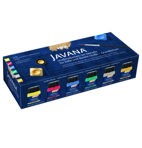 [TPCKL92400] KREUL - JAVANA VERNICE TESSUTI METAL 20  ML - SET 6 ASSORTITI