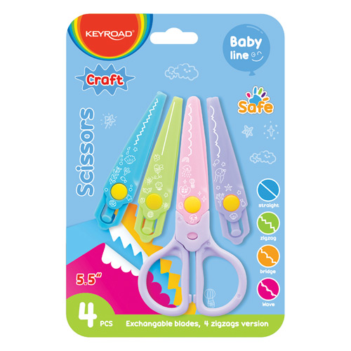 [TPCKR972337] FORBICI SICUREZZA ZIG ZAG PER BAMBINI CON 4 LAME DI SICUREZZA INTERCAMBIABILI