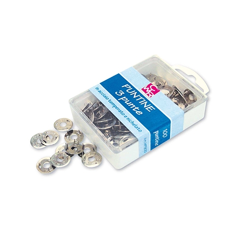 [TPCMP900] PUNTINE ACCIAIO 3 PUNTE - SCATOLA 100 PZ. (min.ord.5 o multipli)
