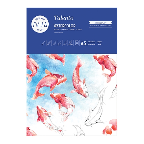 [TPCMU131293] TALENTO - ACQUERELLO BLOCCO 10 FG. 300 GR. - CM.29,7X42 (A3) (min.ord.4 o multipli)