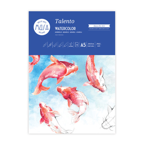 [TPCMU131295] TALENTO - ACQUERELLO BLOCCO 10 FG. 300 GR. - CM.14,5X21 (A5) (min.ord.4 o multipli)