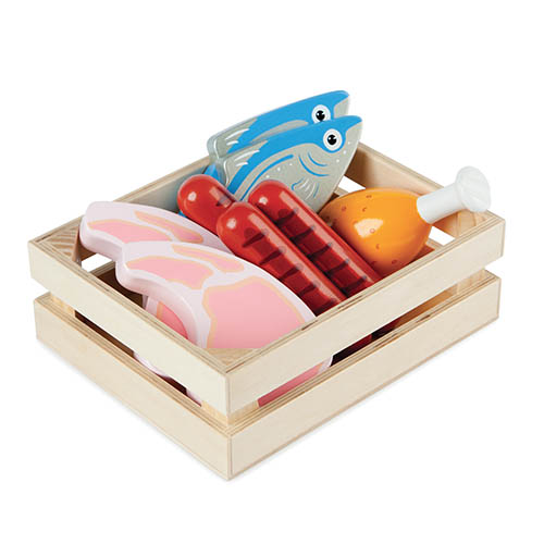[TPCT0104] CARNE E PESCE IN LEGNO - CASSETTA 7 PZ.