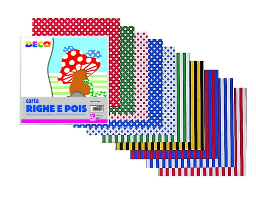 [TPCUR291] CARTA RIGHE/POIS DIAM. CM.14 - CONF. 100 FG. - ASS.