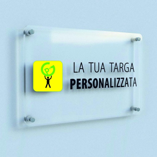 [950325] Targa in Plexiglass Personalizzata 5 mm 15x30 cm + n.4 Distanziali Acciaio