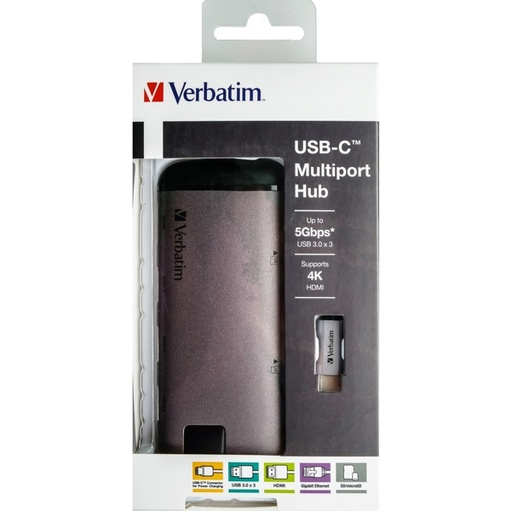 [DVERB49142] Verbatim USB-C ADAPTER USB 3.1 G1 / USB 3.0 X 3 / HDMI / SDHC / MICRO SDHC / R