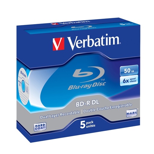 [DVERBDVDBD-R50C] SCATOLA 5 DVD BLU RAY BD-R SL 50GB 6X SPINDLE MABL WHITE/BLU
