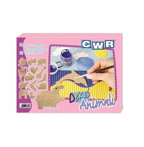 [TPC06760] ANIMALI IN SUGHERO - SET 14  PZ. + 20 OCCHIETTI ADESIVI (min.ord.6 o multipli)