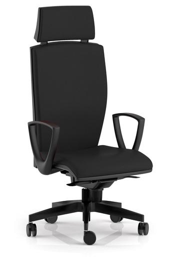 [170065] Poltrona Direzionale TRIADE schienale alto braccioli nylon similpelle nero