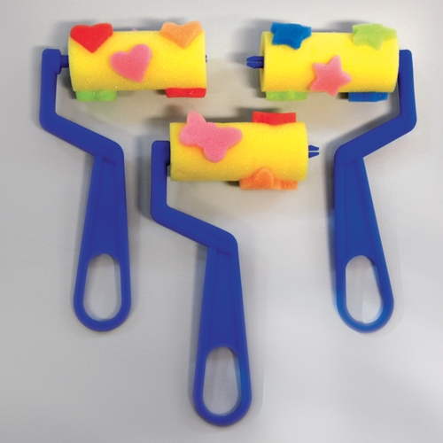 [TPC07253] SET 3 RULLI IN SPUGNA C/DISEGNI - STELLE CUORI RETT (min.ord.5 o multipli)