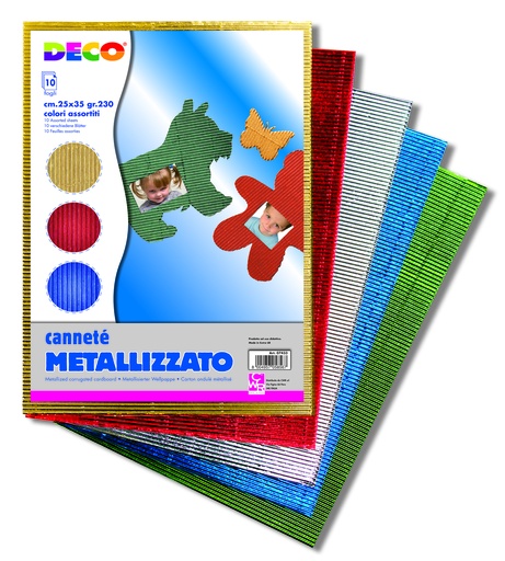 [TPC07433] CANNETE' METALLIZZATO CM.25X35 - CONF.10 FG. -  COL. ASS.