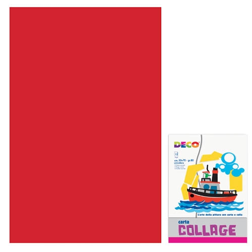 [TPC08301] CARTA RASATA CM.50X70 - CONF. 12 FG. - ROSSO