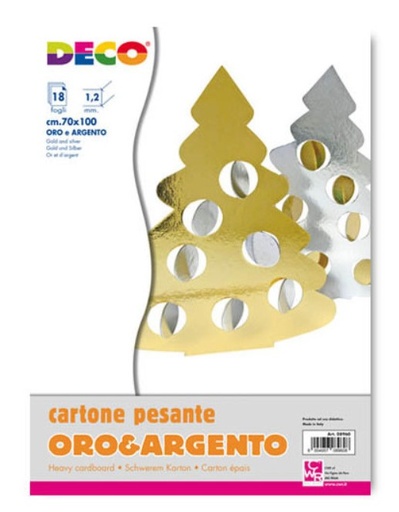 [TPC08960X18] CARTONE PESANTE ORO/ARGENTO SPESS. 1,2 - CM.70X100 - CONF.18 FG.