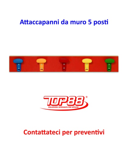 [171340] ATTACCAPANNI A MURO a 5 POSTI mis. 90x13 cm - vari colori