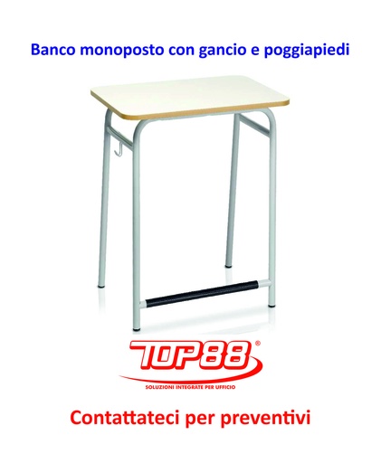 [171371] BANCO Monoposto CON Gancio CON Poggiapiedi dim.70x50xh.65/70/74/76 - colore Magnolia