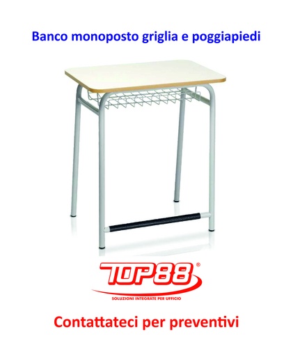[171373] BANCO Monoposto CON GRIGLIA CON POGGIAPIEDI dim.70x50xh.65/70/74/76 - colore Magnolia