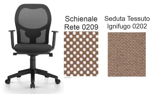 [174182M] Poltrona Operativa Globo Top Braccioli Fissi Rete + seduta Tortora