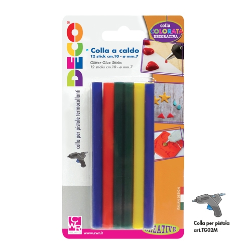 [TPC12070] COLLA A CALDO COLOR - DIAM. MM.7X100 - 12 STICK - ASSORTITI (min.ord.6 o multipli)