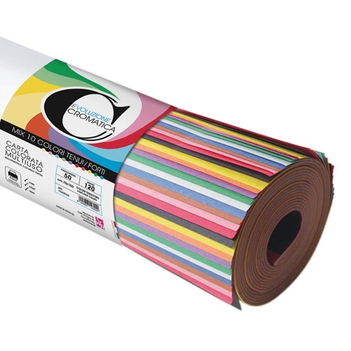 [TPC12303-50] CROMATICA 120 CARTA COLORI TENUI/FORTI ASSORTITI - GR. 120 - CM. 70X100 - FG.50