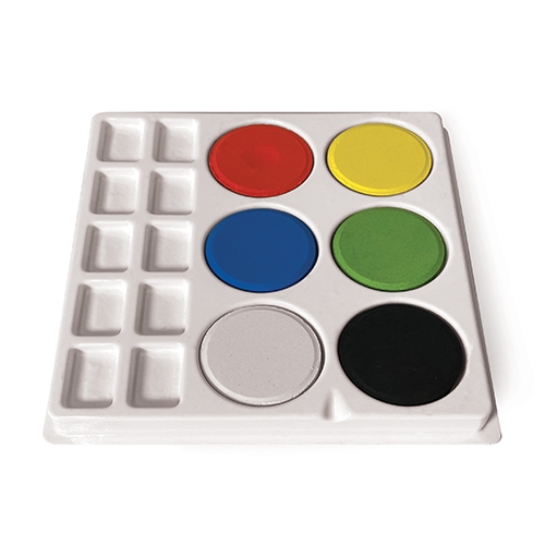 [TPC12573] TAVOLOZZA + 6 MAXI PASTICGLIE ACQUERELLO COLORI ASSORTITI