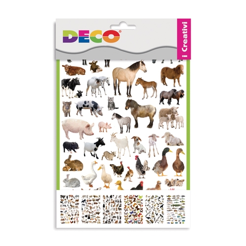 [TPC12598] ADESIVI - SET 6 FOGLI MM. 218X318 (300 PZ.) - ANIMALI MIX
