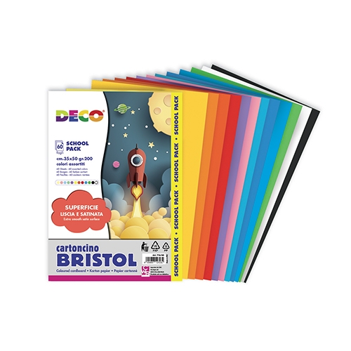 [TPC716-60] CARTONCINI BRISTOL CM.35X50 - PACK 60 FG COLORI ASSORTITI