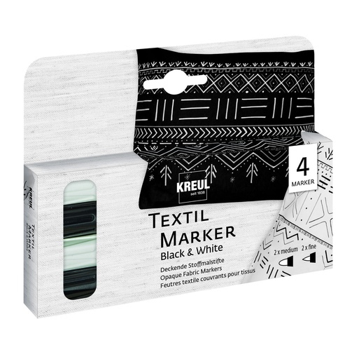 [TPCKL92751] KREUL - MARKER PER TESSUTI - SET 4       OPACHI BIANCO E NERO
