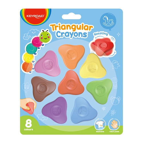 [TPCKR972815] PASTELLI A CERA TRIANGOLARI SET PZ. 8 COLORI ASSORTITI - IN BLISTER (min.ord.4 o multipli)