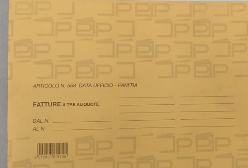 [500057] Blocco FATTURE A5 3 Aliquote 100 fogli (non autocopianti) - 21x15 cm.