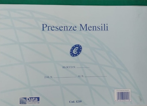 [500060] Blocco PRESENZE MENSILI con VIDIMAZIONE 50x2 copie