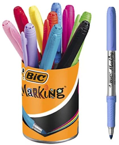 [660004] Marcatori MARKING COLOR BIC pz.4 Assortiti in bicchiere portapenne
